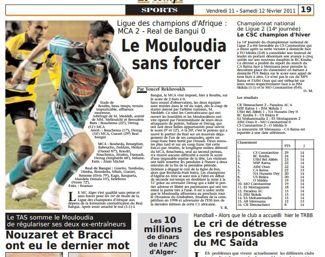11.02.2011 Champ L.Africaine. retour MCA-O.Real de Bagui 2-0