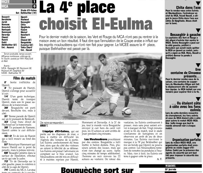 Samedi 24.05.2014 à El Eulma MCEE-MCA 1-0