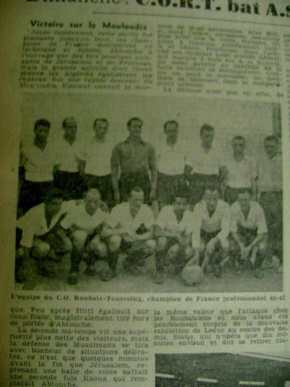 C.O Roubaix Tourcoing-MCA 2-1 le 8.6.1947