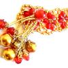 Bracelet floral en perles rouges et dorées 22€