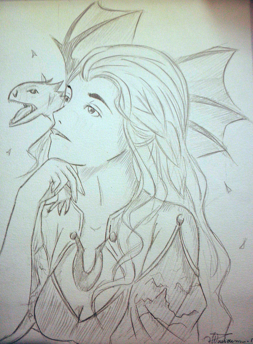 • Dessin au crayon à papier : Daenerys