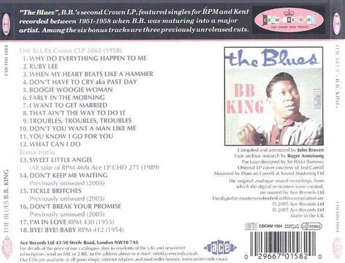 B.B. King : Album " The Blues " Crown Records 5063 [ US ]