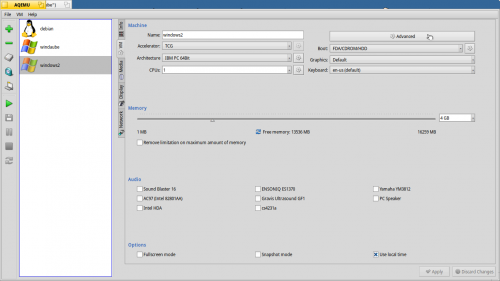 Créer une VM avec Aqemu/qemu (Debian,Windows etc...)