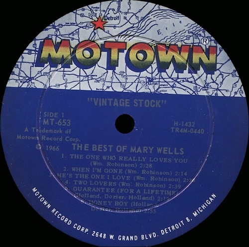 Mary Wells : Album " Vintage Stock : The Best Of Mary Wells " Motown Records MS 653 [ US ]