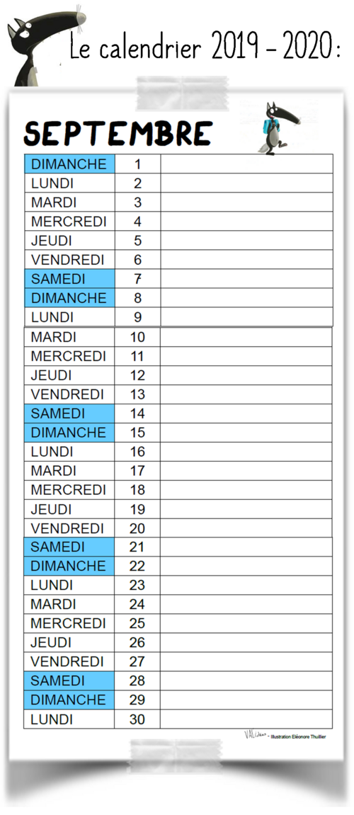 Calendrier 2019/ 2020 - Le Loup