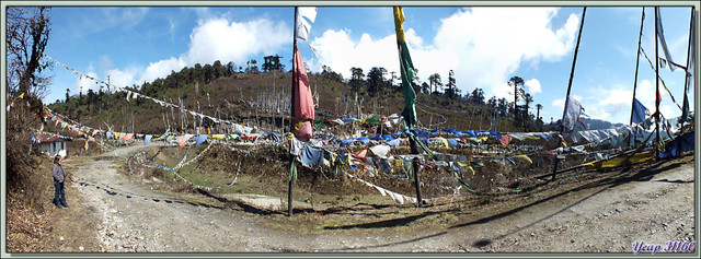 Blog de images-du-pays-des-ours : Images du Pays des Ours (et d'ailleurs ...), Les drapeaux de prières du col Yotongla (3420 m) sous le soleil - Trongsa/Bumthang - Bhoutan