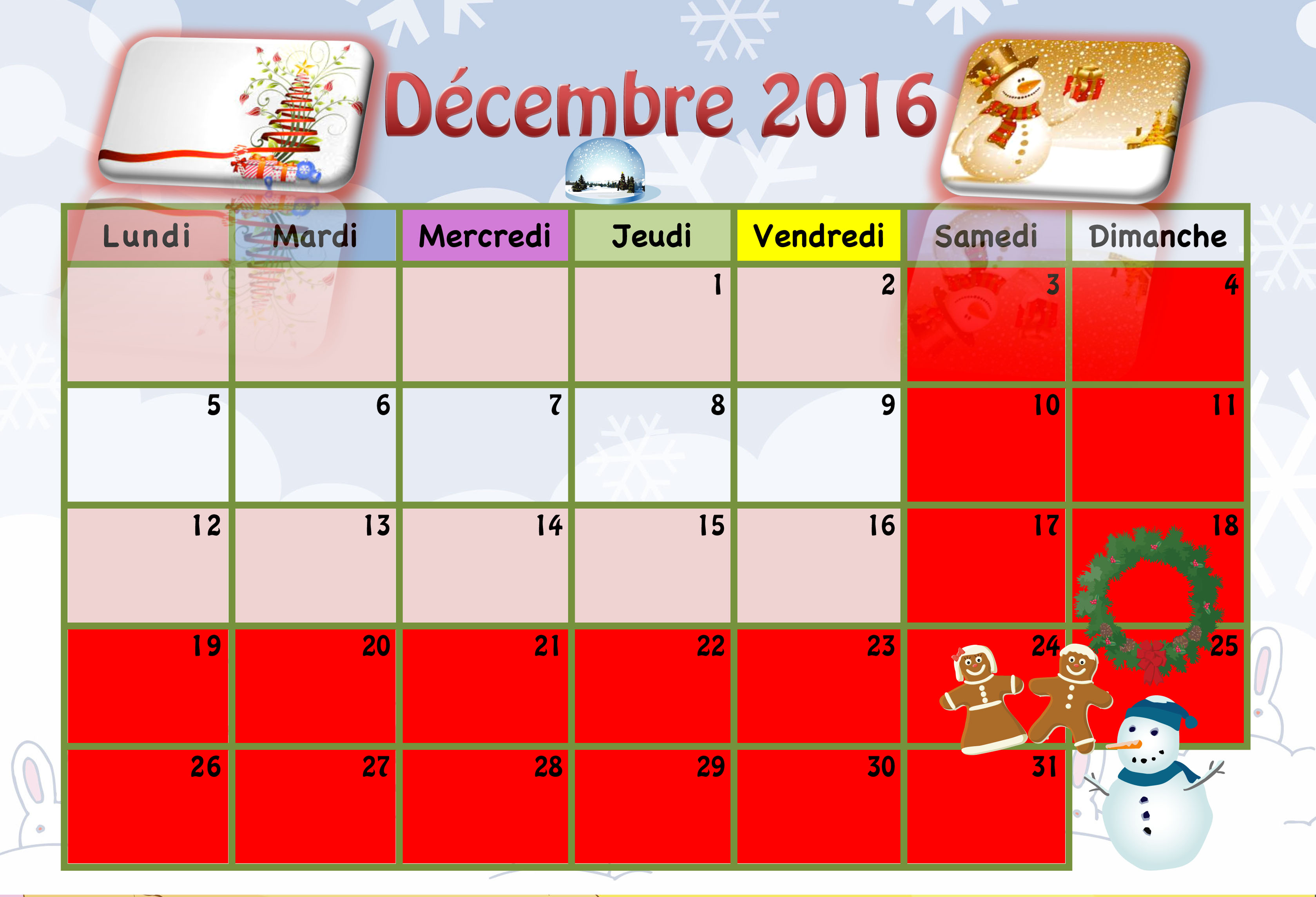 Calendrier pour les enfants · Année 2015 2016