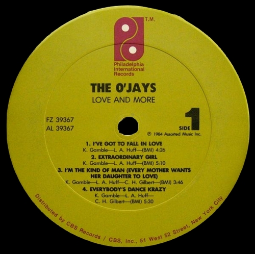 1984 : The O'jays : Album " Love And More " Philadelphia International Records FZ 39367 [ US ]