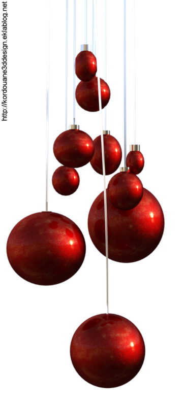 Tube de boules de Noël rouge (png, render)