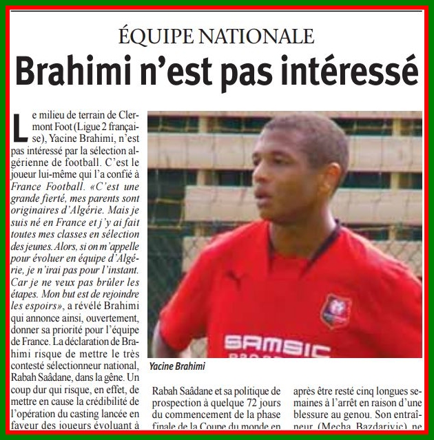 2010 Yacine Brahimi n'est pas intéressé par l'EN