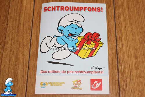 Flyers et publicités pour l'action de la poste belge Spéciale 50 ans des Schtroumpfs
