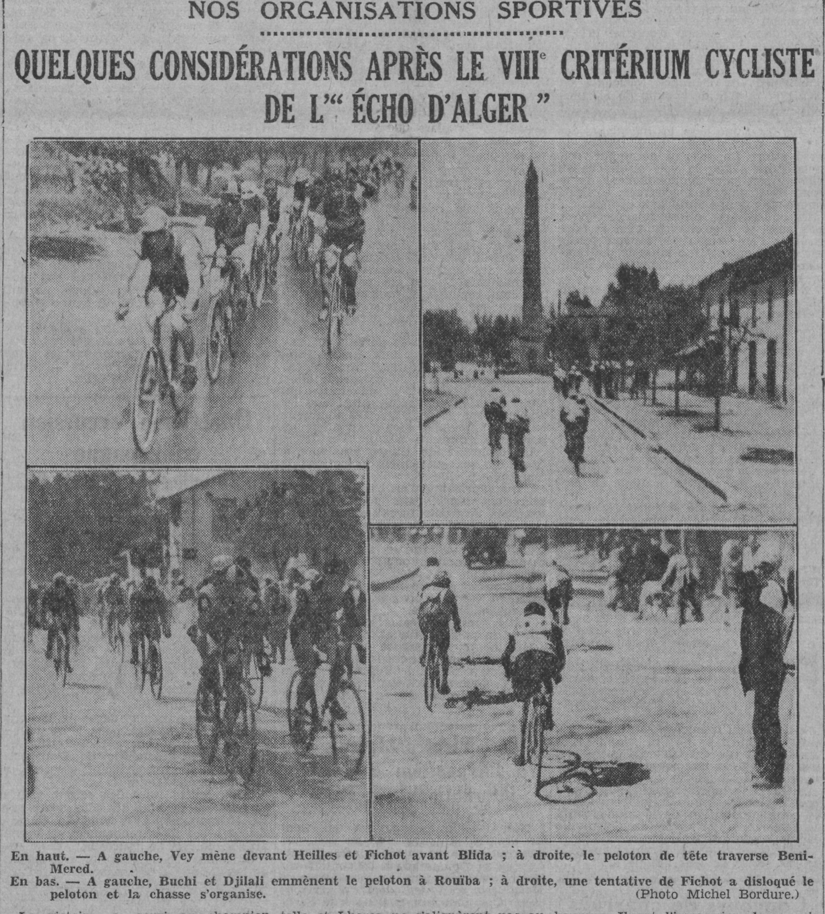 Dimanche 5 et Lundi 6.4.1931 Cyclisme MCA au 8ème critérium de l'écho d'Alger