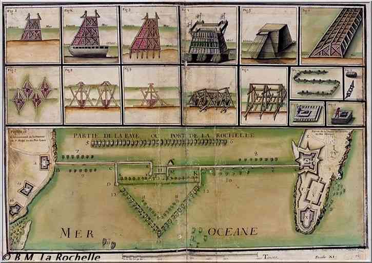 La Rochelle le siège plan de la digue de Richelieu