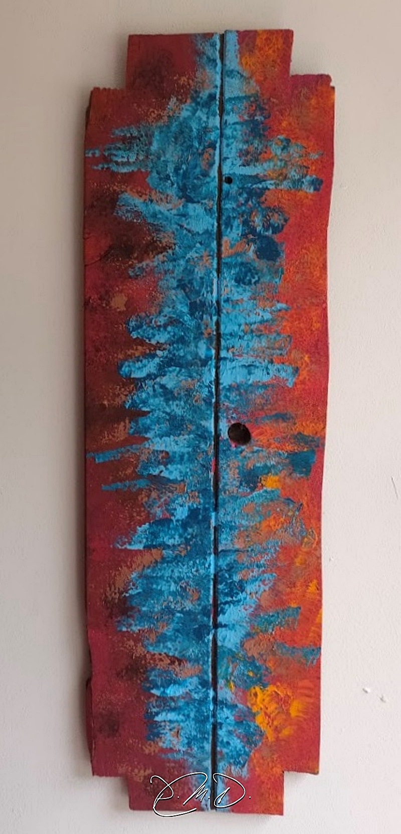 2022 - Bois 19x60 -  Acrylique tout à l'éponge et patine Libéron - CP