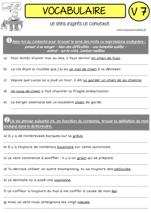 UNE ANNEE DE VOCABULAIRE