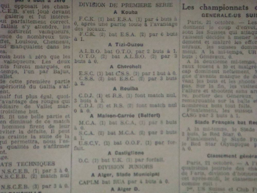 Dimanche 21.10.1928 à Belfort Sporting Club Algérois-MCA 0-8