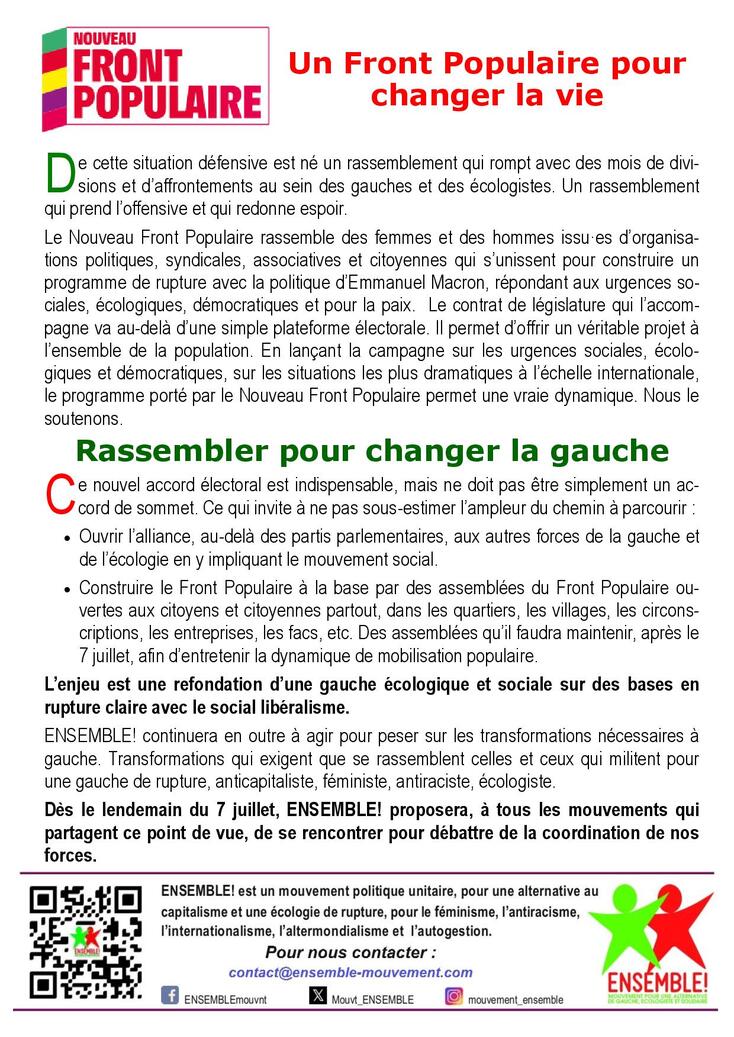 DECLARATION D'ENSEMBLE! 18 juin 2024 Dissolution, Front populaire, Société civile