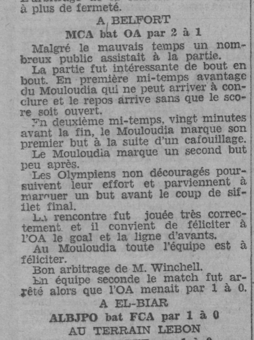 Dimanche 14.12.1930 à Belfort MCA-O.Affreville 2-1