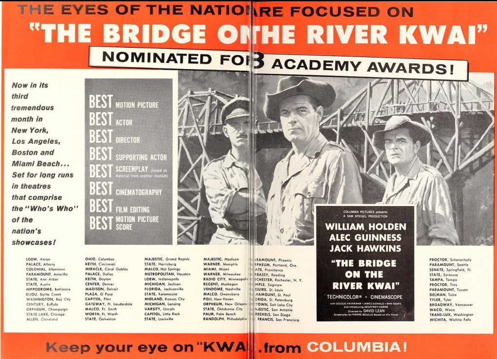 THE BRIDGE ON THE RIVER KWAI BOX OFFICE USA 1957