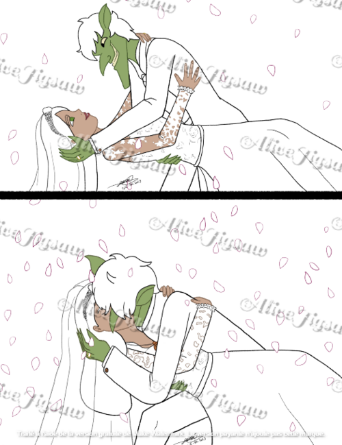 [DOUBLE ILLUSTRATION] - Le bisou de mariage de Green et Aitana (pour Babou Piccolo)