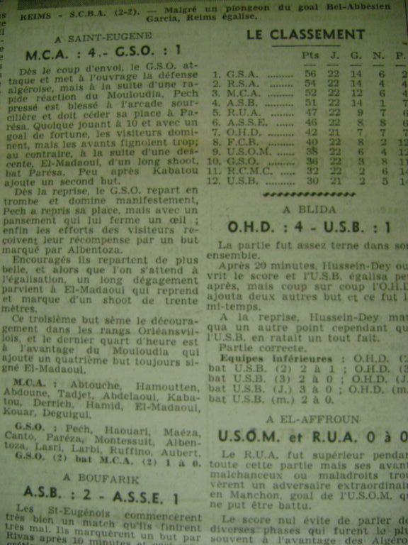 Dimanche 25.5.1947 dernière journée MCA-GSO 4-1