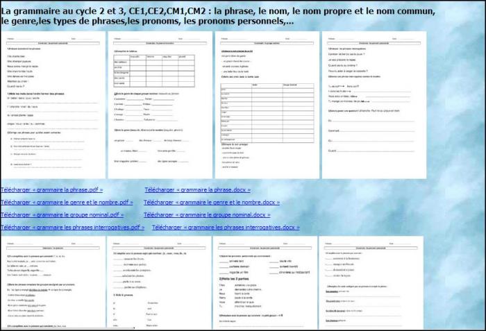 grammaire ce2,cm1,cm2,leçons, exercices et évaluations