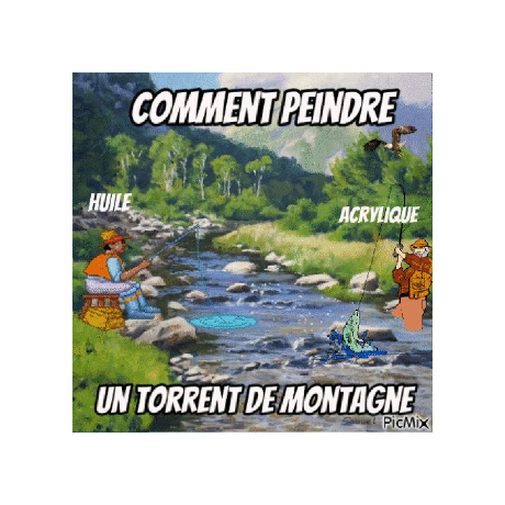 Dessin et peinture - vidéo 3801 : Comment peindre un torrent de montagne ? - huile, acrylique.