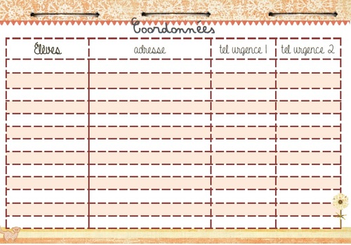 Cahier d'appel pour la clis