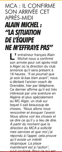 Septembre 2008 Alain Michel arrive