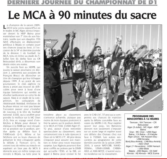 31.5.2010 dernière journée MCA-MSPB