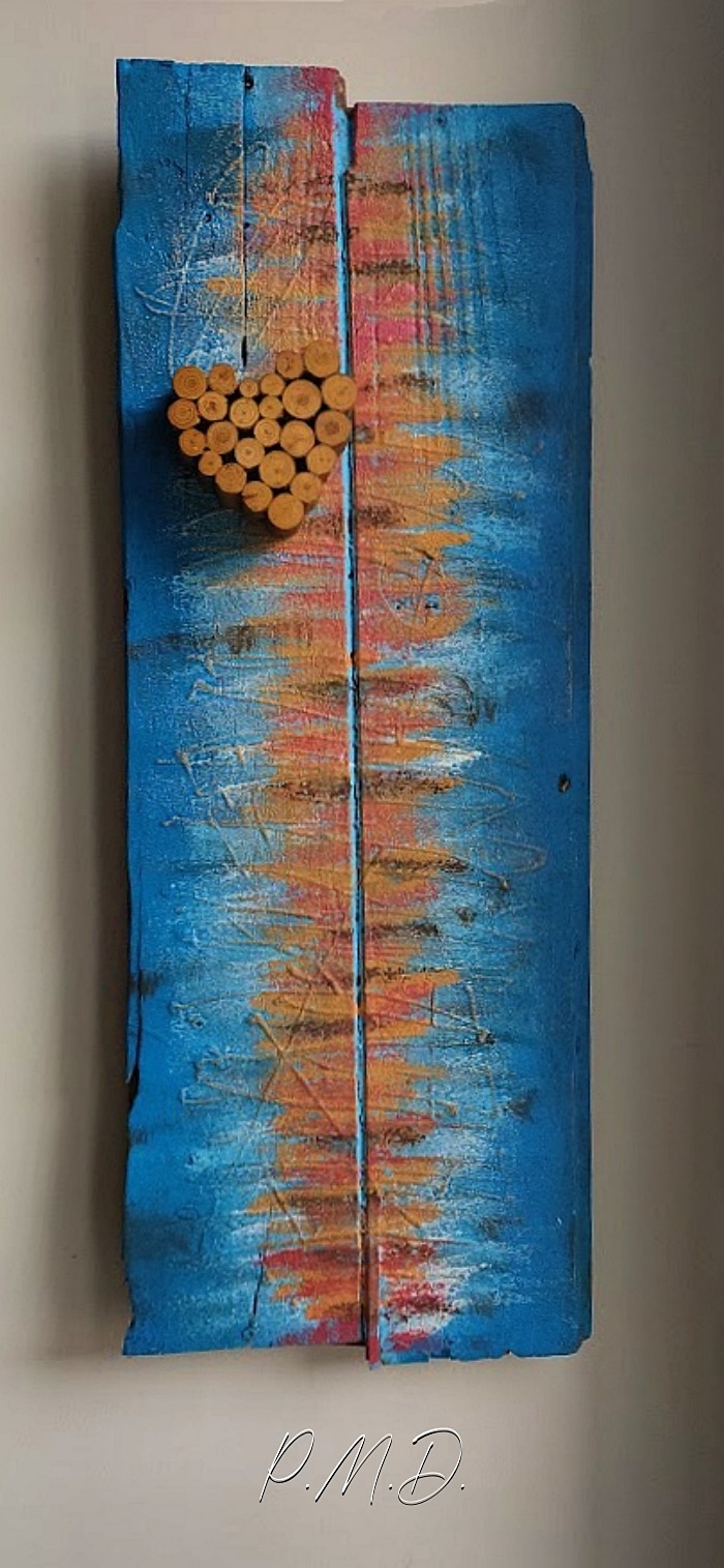 2022 - Bois 19x60 -  Acrylique tout à l'éponge et patine Libéron - CP