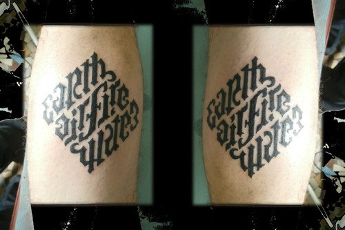 effet miroir double sens de lecture mollet lettrage tatouage dessin originale dolphins tattoo l'encreur d'échine blois