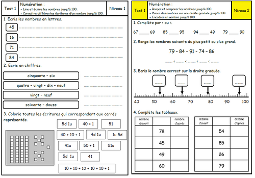 Ceinture de numération : CE1/CE2