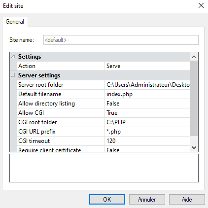 Utiliser le Serveur Web intégré de Wingate (avec PHP) (pour installer un CMS)