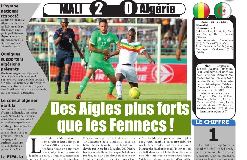 Mercredi 19.11.2014 à bamako MALI-EN 2-0