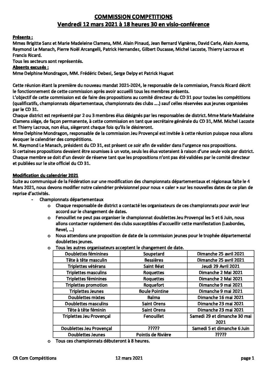 Nouvelles dates des qualificatifs district