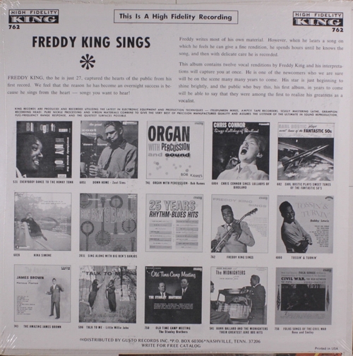 Freddy King : Album " Freddy King Sings " King Records 762 [ US ]