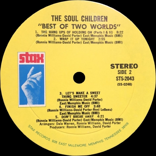 The Soul Children : Album " Best Of Two Worlds " Stax ‎Records STS-2043 [ US ]