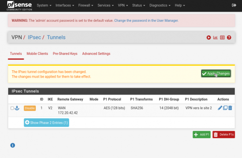 VPN IPsec de site-à-site avec PFSENSE