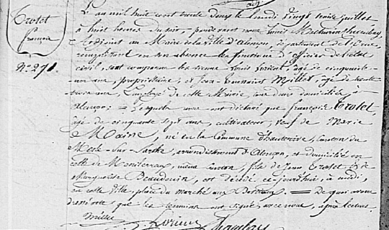 Affaire TROTTER Francois condamné a mort a Alencon 1832