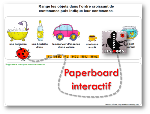 Les contenances : représentation et conversion (paperboards)