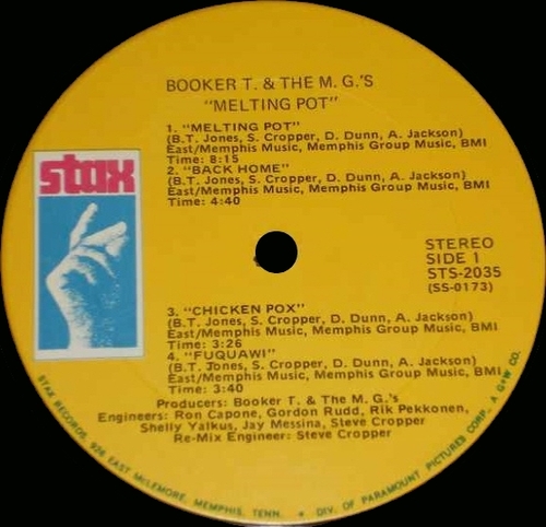 1971 : Album " Melting Pot " Stax Records STS 2035 [ US ]