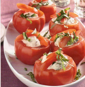 photo tomates surprises a la creme basilic