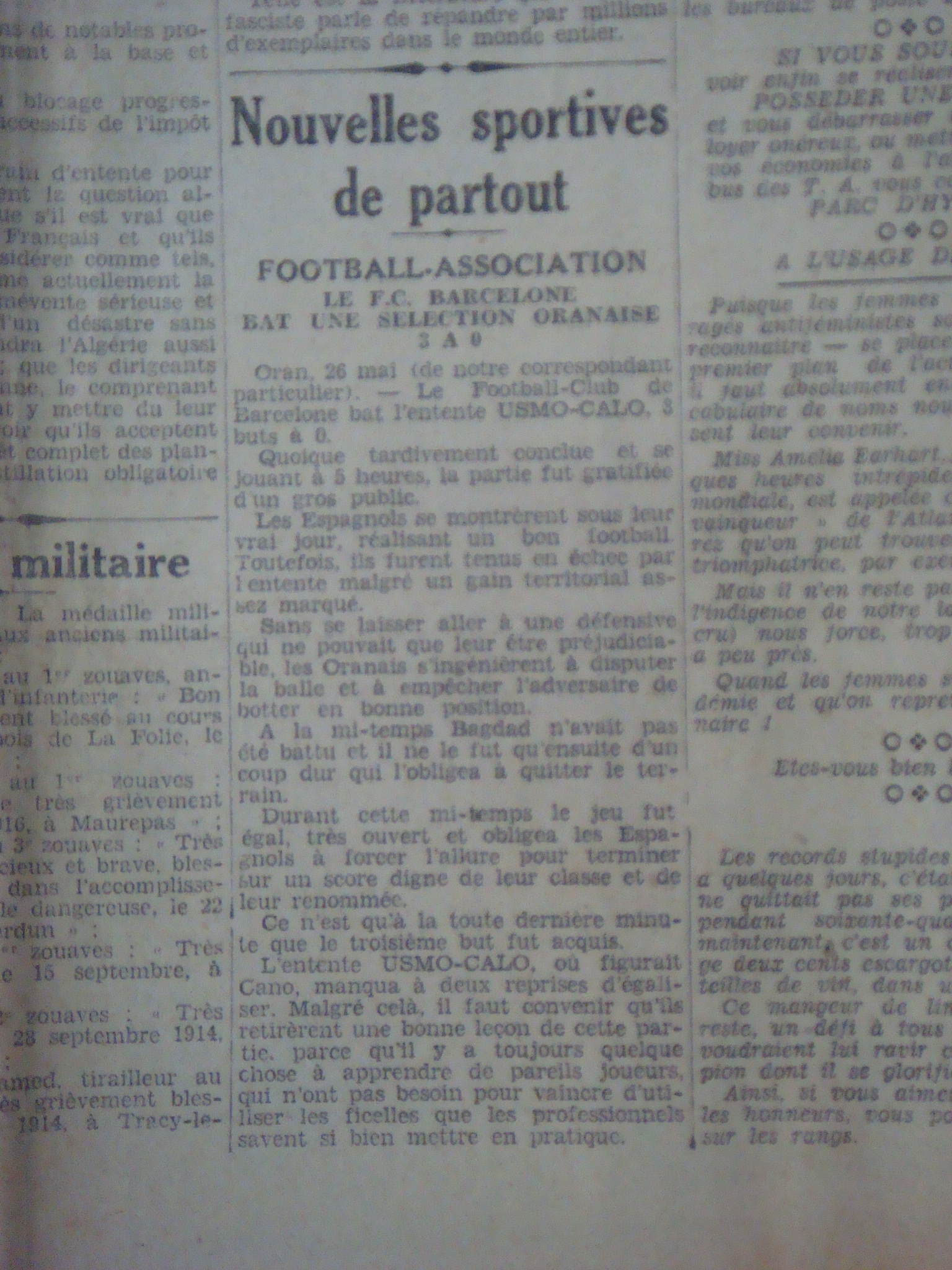 Dimanche 5.6.1932 à Blida Barrage maintien ASC-ASM 2-2