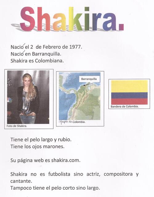 Presentación de Shakira por Léa, alumna de 507
