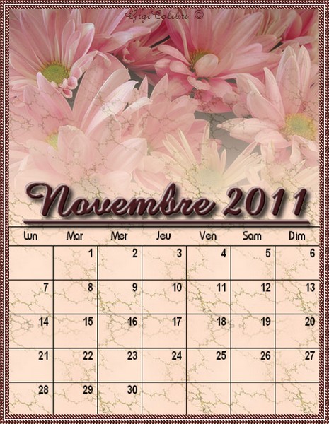 calendrier novembre