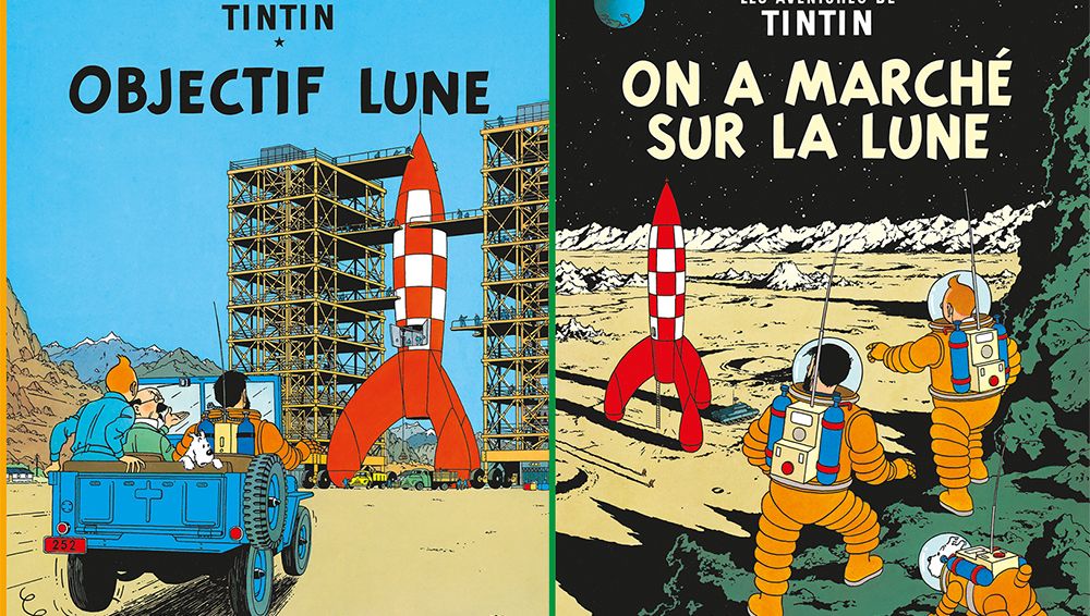 BD - &quot;Objectif Lune&quot; et &quot;On a marché sur la Lune&quot; : quand Tintin marchait  sur la Lune avant les Américains