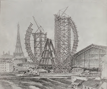 Expo Paris 1900 Montage de la grande roue