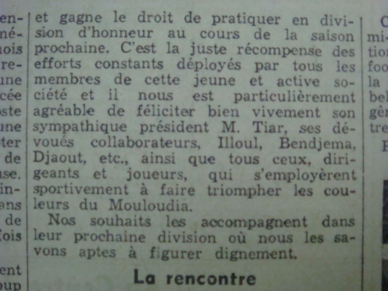 D 7.6.1936 à El Affroun MCA-O.Marengo 2-1 le MCA en HONNEUR