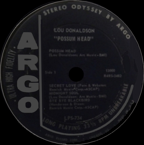 Lou Donaldson : Album " Possum Head " Argo Records LPS-734 [ US ]